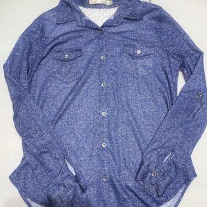 Blue Flannel with Lace Design on Back